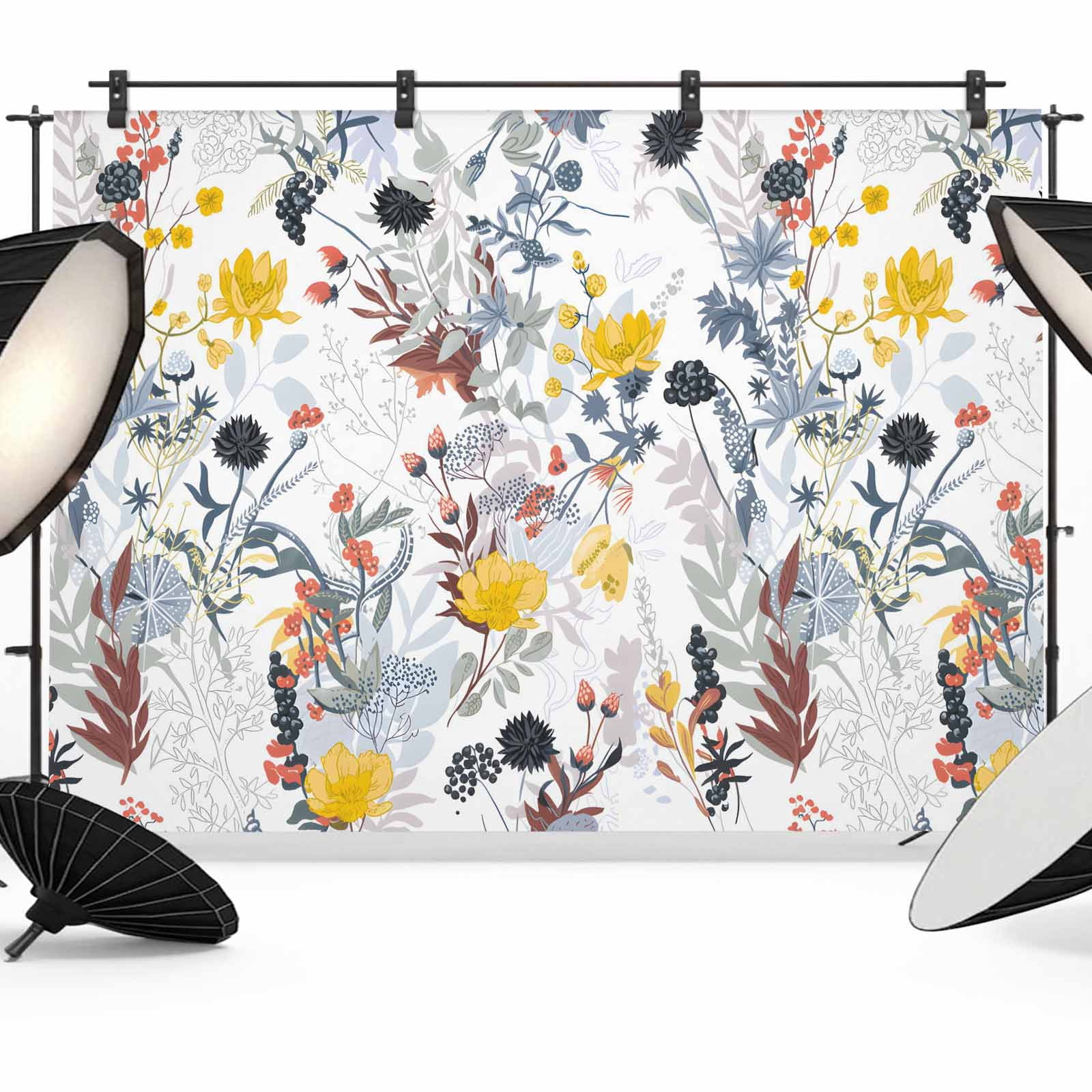Botanical Backdrop Botanical Flowers Backdrop for Photography,Fabric Photo Background ...