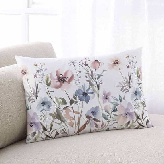 Botanical Flowers Body Pillow Cover, Pillowcase Protectors with Zipper, Breathable Decorative Throw Pillow Case Cover, Watercolor Farmhouse Floral Herbs Pillow Shams for Couch Sofa 24x36Inch
