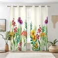 thumbnail image 1 of Botanical Flowers Curtains Leaves And Flowers Plants Print Blackout Curtains For Bedroom Grommet Top Wildflower Window Drapes For Living Room 53"W x 63"L (Pack of 2), 1 of 6