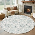 thumbnail image 1 of Botanical Flowers Round Area Rug 5Ft Washable Circle Rugs for Living Room Bedroom, Farmhouse Blue Floral Patterned Non-Slip Carpet Floor Mats Indoor Outdoor Carpet Runner Aesthetic Home Decor, 1 of 8
