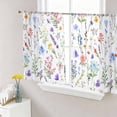 thumbnail image 1 of Botanical Flowers Semi Sheer Window Curtains 45 Inches Long, Watercolor Floral Plants Country Rod Pocket Voile Silky Chiffon Curtain Light Filtering Drapes for Living Room, Kitchen, 52"x45", 2 Panels, 1 of 9