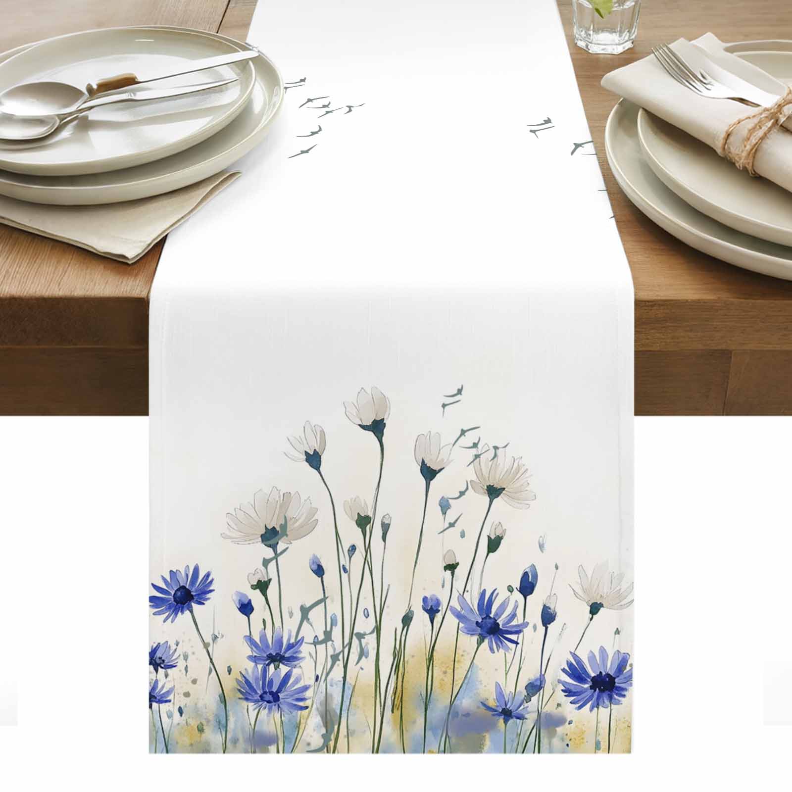 Botanical Flowers Table Runner - 90 Inch Long, Kitchen Dining Table ...