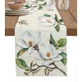 thumbnail image 1 of Botanical Flowers Table Runner Cotton Linen 48 Inch Holiday Dresser Scarves, Vintage Rustic White Floral Leaves Tablerunner for Kitchen Coffee Dining Bedroom Living Room Dinner Scarf Décor 13''x48'', 1 of 9