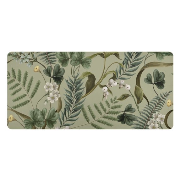 Botanical Flowers and Leaves Desk Mats Large Mouse Pad Long Keyboard Computer Rubber Base Non-Slip Mats Accessories Decor for Office Home 23.6"x47.2"