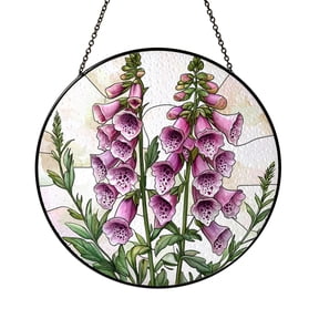 Botanical Foxglove Decorative Window Hanging – Stained Glass Style