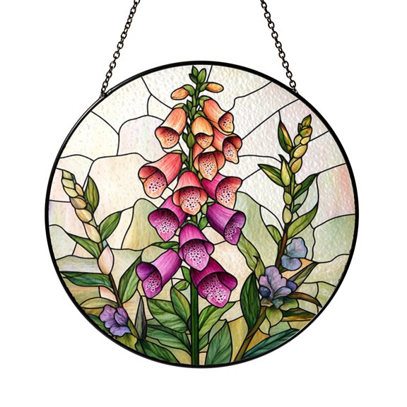 Botanical Foxglove Stained Glass – Decorative Window Art