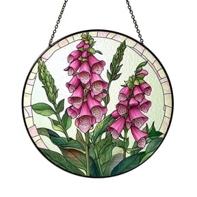 Botanical Foxglove Stained Glass Suncatcher – Decorative Window Hanging