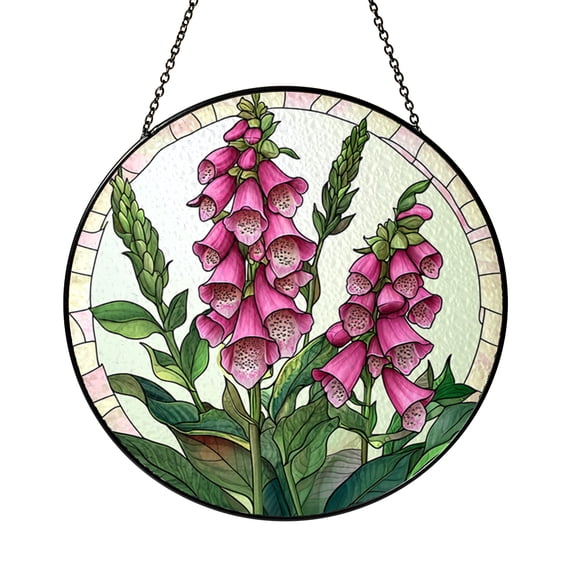 Botanical Foxglove Stained Glass Suncatcher – Decorative Window Hanging