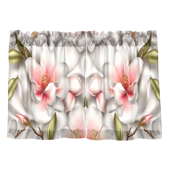 Botanical Garden Design Kitchen Curtains Tier Set 27x36 Inch 2 Panels Semi Sheer Light Filtering Privacy UV Protection