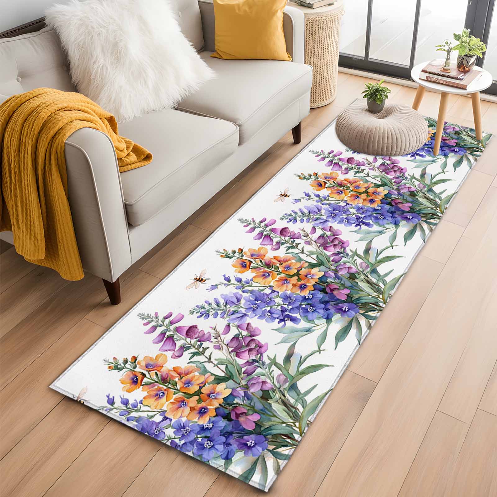 Botanical Garden Florals Kitchen Runner Rug 2x6 Washable Runners for ...