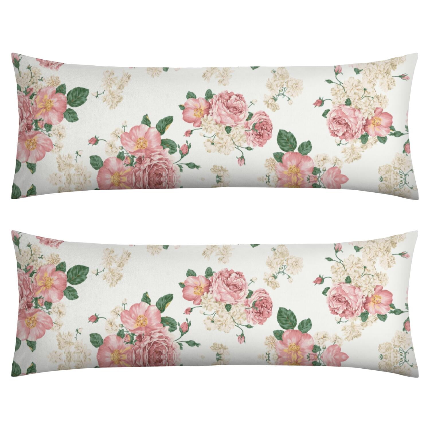 Botanical Garden Print Body Pillow Cover 20x54 - Tropical Flower Leaves Long Pillow Case with Zipper - Soft Breathable Maternity Pillowcase - Full Body Pillow Protector - Bed Pillow Cover