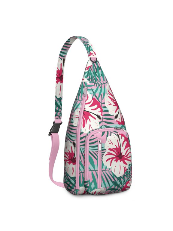 Botanical Garden Sling Backpack - Artistic Flower & Hummingbird Pattern, Anti-Theft Water-Resistant Shoulder Bag