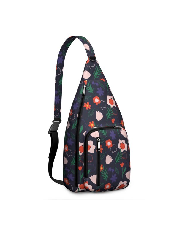 Botanical Garden Sling Backpack - Artistic Flower & Hummingbird Pattern, Anti-Theft Water-Resistant Shoulder Bag