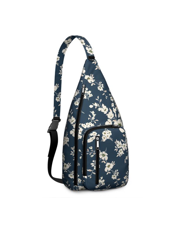 Sling Backpack - Detailed Floral and Butterfly Print, Lightweight Commuter Essential