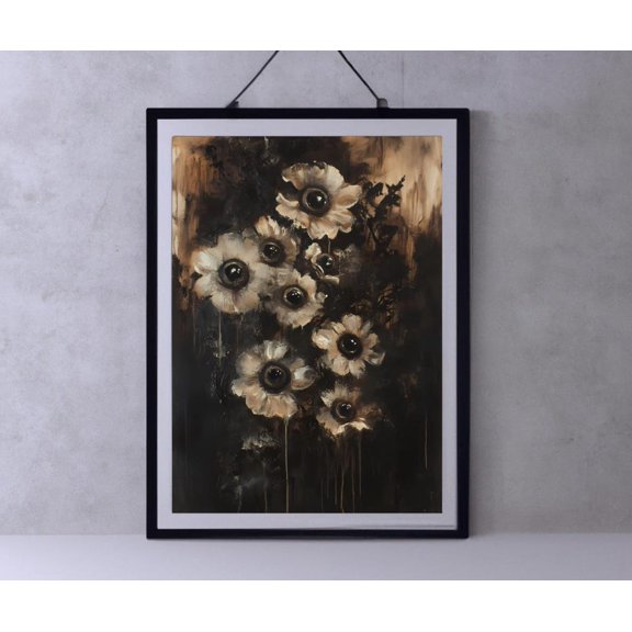 Botanical Gothic Victorian Dark Cottagecore Witchy Surreal Macabre Forestcore Decor, Stretched Canvas 16x20in