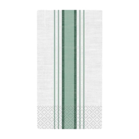Botanical Green Stripe 16 Ct Guest Napkins Green Off White