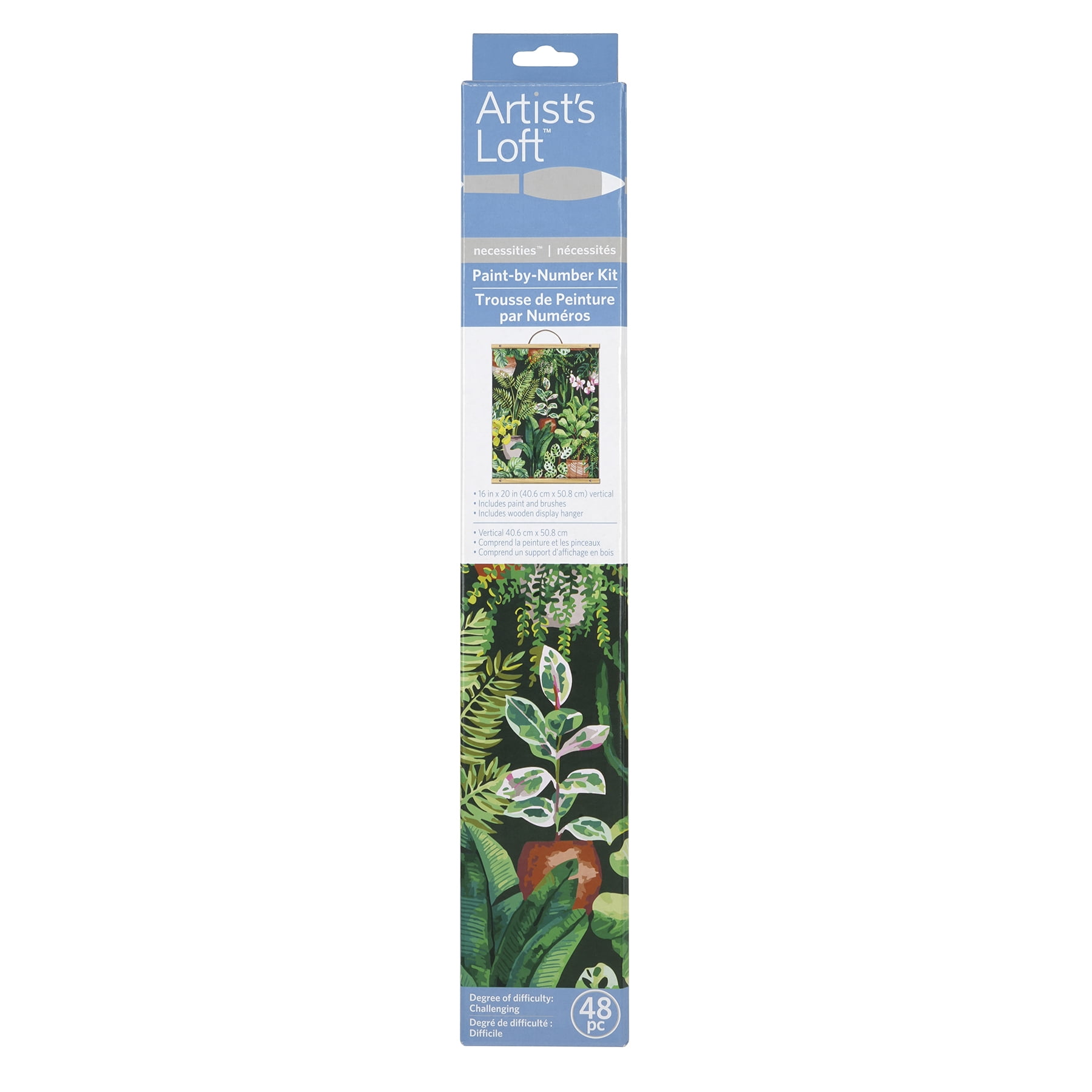 Botanical Greens Acrylic Paint-by-Number Kit with Wooden Display Hanger