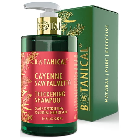 Botanical Hair Growth Cayenne Shampoo with Saw Palmetto for Hair Loss and Hair Thinning Prevention Scalp Detoxifying Natural Thickening Shampoo For Hair Regrowth 10.2 Fl Oz