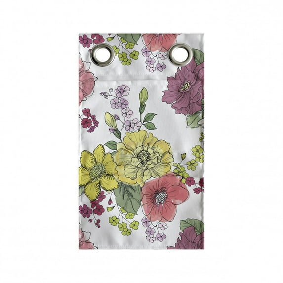 Botanical Hanging Pocket Organizer, Colorful Summer Flowers Peony Iris Lily Blossoms Pastel Spring Beauty Nature, Printed Polyester Storage Bag with Pockets, 9" x 27", Multicolor