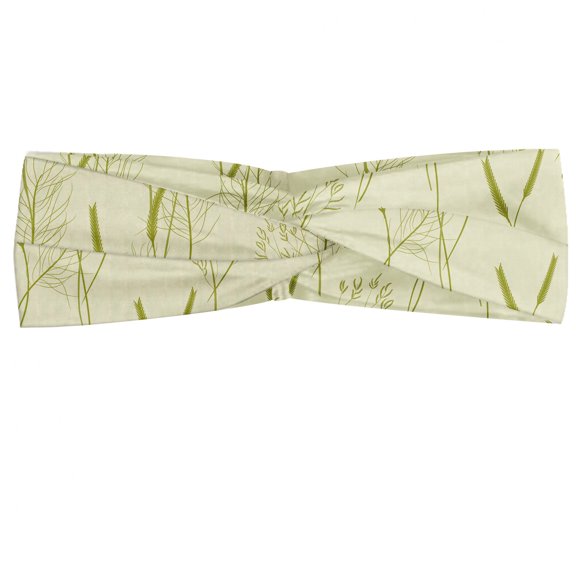 Botanical Headband, Repetitive Vintage Nature Monotone Herbal Art Pattern with Various Herbs, Elastic and Soft Women's Bandana for Sports and Everyday Use, Grey Red Coconut, by Ambesonne