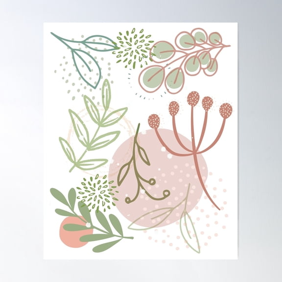 Botanical In Blush Poster Wall Art, Modern Wall Decor For Living Room Bedroom, 16x24 UNFRAMED