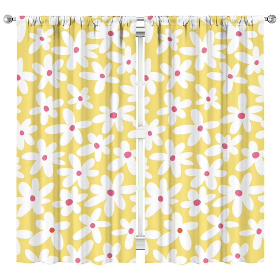 Botanical Inspired Curtains for Living Room, 42Wx84L Rod Pocket Drapes 2 Panels, Blackout Fabric for Bedroom Windows
