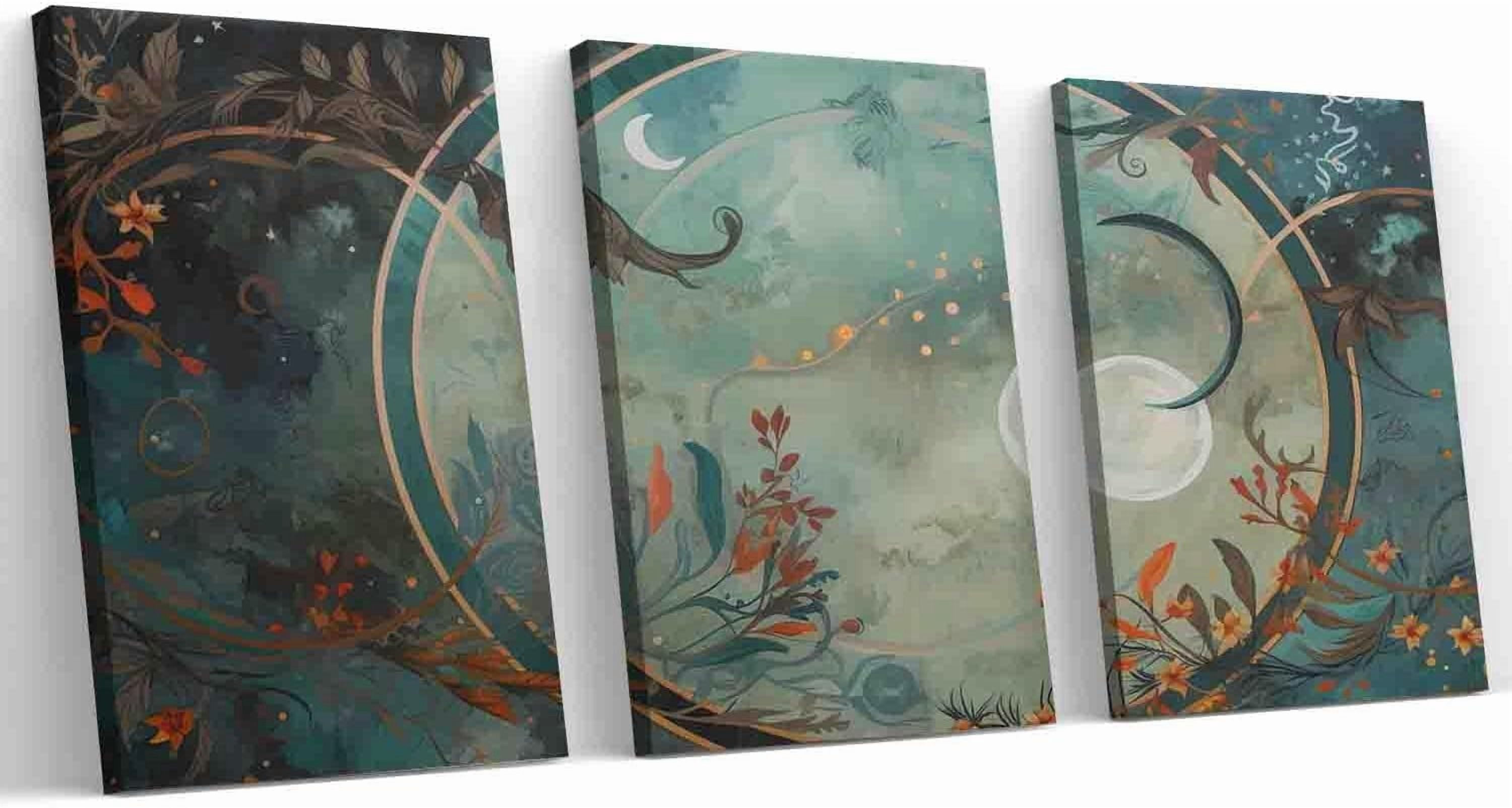 View of Botanical Ivy Triptych Canvas Art Print for Home Office Decor Elegant ...