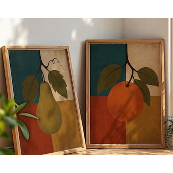 Pear Application Botanical Japandi Pear Fruit Mid Century Still Life Earthy Kitchen ...