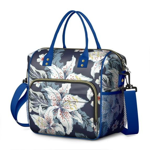 Botanical Jungle Leaves Insulated Tote Bag - Leakproof Food Storage Bag with Multi-Pockets - Waterproof & Easy-to-Clean for Outdoor Enthusiasts