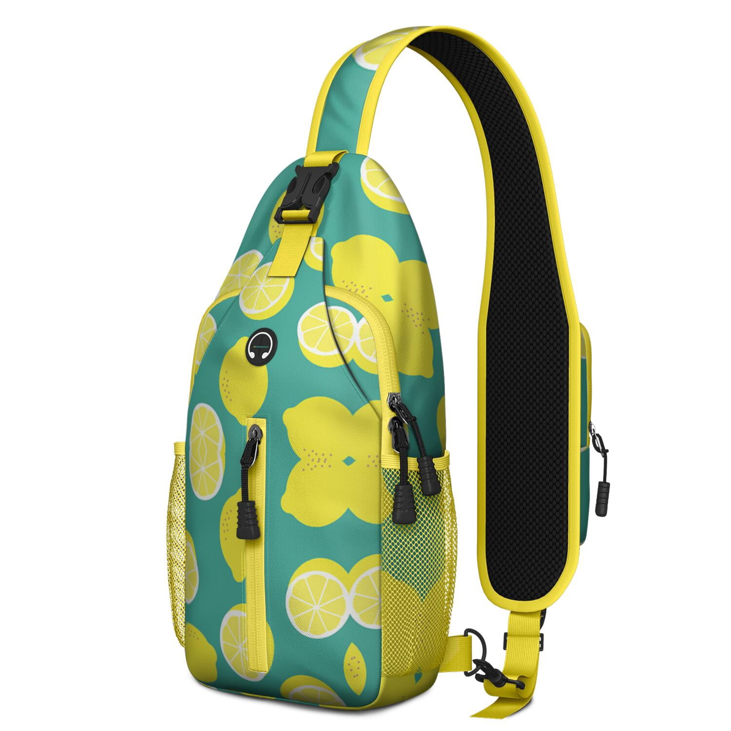 Botanical Jungle Leaves Sling Backpack – Lightweight Durable Crossbody Bag Featuring Tropical Floral and Palm Leaf Patterns, Perfect for Beach and Hiking