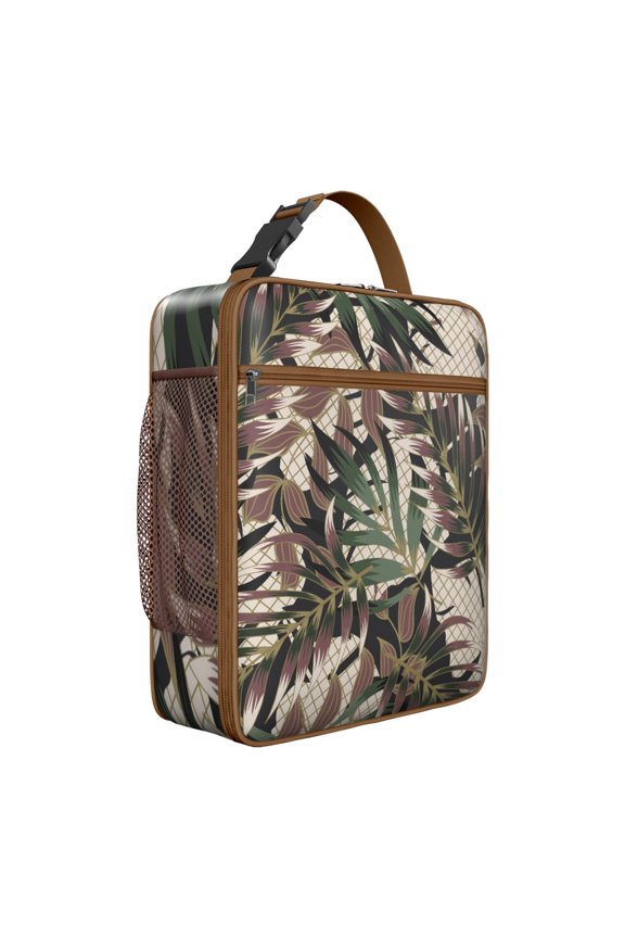 Botanical Jungle Leaves Summer Hawaiian Insulated Lunch Bag Tropical Floral Hawaiian Print Jungle Leaves Exotic Floral Summer Beach Hawaiian Hibiscus Palm Leaf and Exotic Flowers Tropical Boho Beach