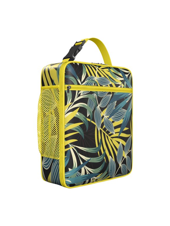 Botanical Jungle Leaves Summer Hawaiian Insulated Lunch Bag Tropical Floral Hawaiian Print Jungle Leaves Exotic Floral Summer Beach Hawaiian Hibiscus Palm Leaf and Exotic Flowers Tropical Boho Beach