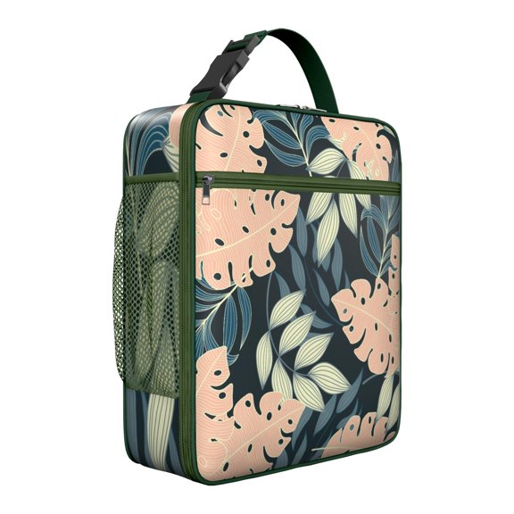 Botanical Jungle Leaves Tropical Boho Insulated Lunch Bag – Tropical Floral Hawaiian Print Jungle Leaves Exotic Floral Summer Beach Hawaiian Hibiscus Summer Hawaiian Palm Leaf Resort Tote