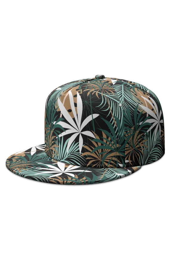Botanical Jungle Leaves Trucker Hat - Trendy Flat Visor Cap for Traveling & Social Gatherings | Modern Aesthetic