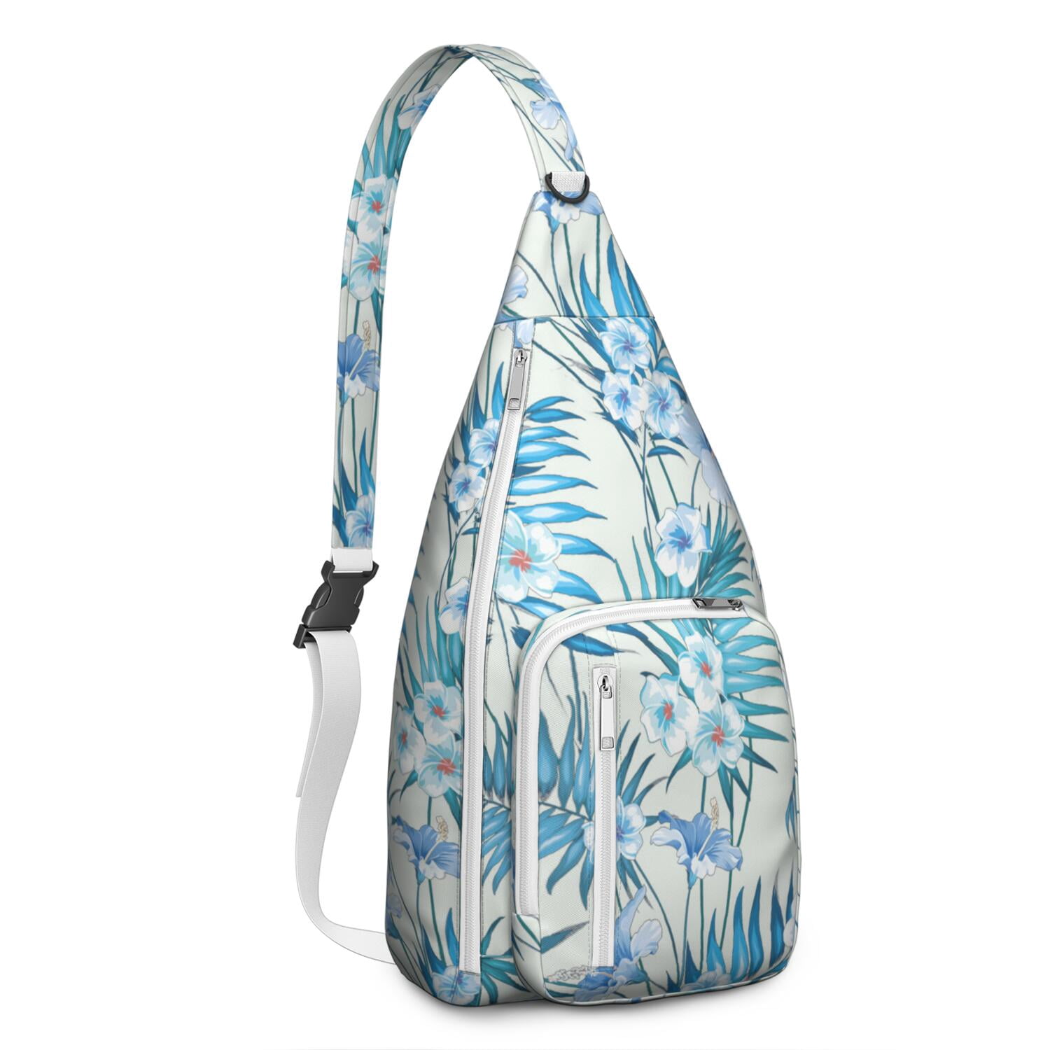 Botanical Jungle Leaves Vibrant Sling Bag for Women & Men, Lightweight with Hide the Keyhole