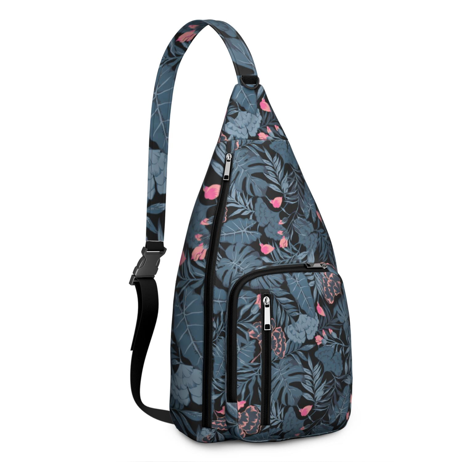 Botanical Jungle Leaves Vibrant Sling Bag for Women & Men, Lightweight with Hide the Keyhole