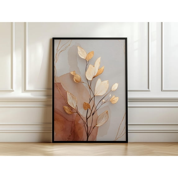 Botinical Ard Botanical Kintsugi Magnolia Line Art Terracotta Blush Floral Japandi ...