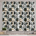 thumbnail image 1 of Botanical Kitchen Curtains, Modern Abstract Art Geometric Shapes in Dark Tones Vertical Branches, Window Drapes 2 Panel Set for Kitchen Cafe Decor, 55" x 36", Charcoal Grey Evergreen, 1 of 3