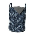 thumbnail image 1 of Botanical Laundry Bag, Continuous Pattern with Leafy Branches, Hamper Basket with Handles Drawstring Closure for Laundromats, 13" x 19", Night Blue Sky Blue, by Ambesonne, 1 of 4