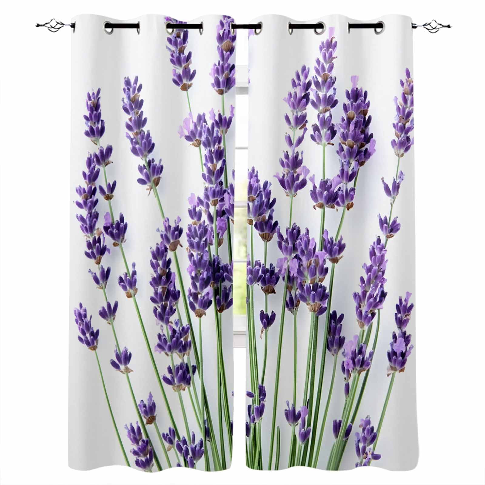 Botanical Lavender Blackout Curtains for Bedroom Living Room Darkening ...