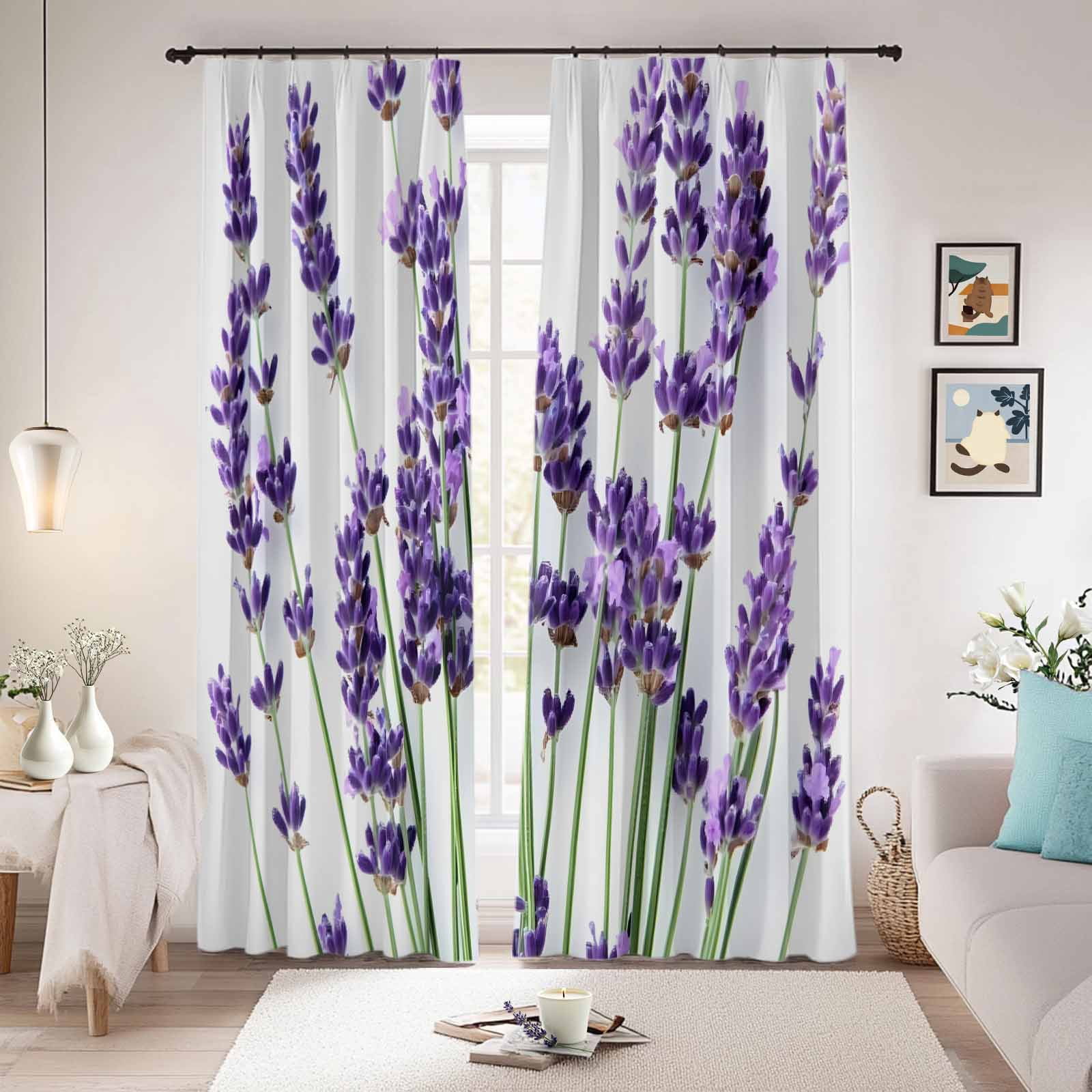 Botanical Lavender Blackout Curtains for Bedroom/Living Room, Pinch ...