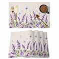 Botanical Lavender Floral Placemats Set of 12,Cotton Linen Fabric Place ...