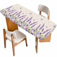 thumbnail image 1 of Botanical Lavender Floral Table Cloths for 8 Foot Rectangle Tables, Purple Flowers Butterfly Beige Patio Waterproof Elastic Fitted Tablecloths, Washable Rectangular Table Cover for Camping, 1 of 8