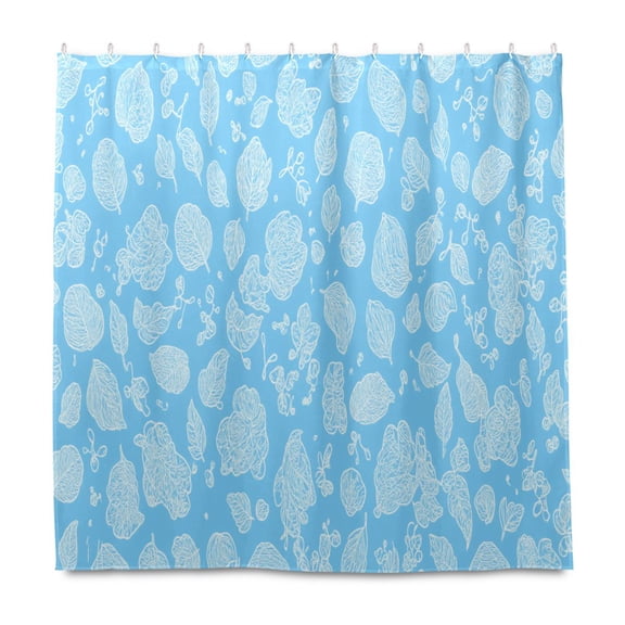 Botanical Leaf Collection 72x72 Waterproof Shower Curtain Liners Durable Metal C-Hooks Fade-Proof Thermal Print Anti-Splash