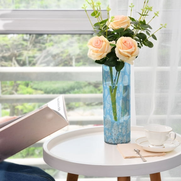 Botanical Leaf Collection Plastic Vase 11.8'' x 3.9'' Transparent Non Breakable Decorative for Family