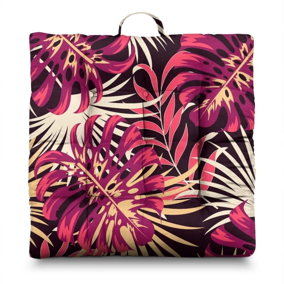 Botanical Leaf Floor Pillow&nbsp;– 22x22 Inch Large Cushion, Dutch Velvet, Detailed Foliage Illustration (Nature-Inspired Art)