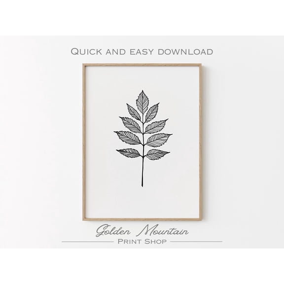 Botanical Leaf Line Art Poster, Minimalist Nature Wall Art, Black And White, Modern Plant Autumn Decor, Fall UNFRAMED Poster, 8x12