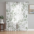 thumbnail image 1 of Botanical Leaf Print Sheer Curtains 63 Inch Length 2 Panels Set, Spring Emerald Foliage Eucalyptus Voile Window Treatment Rod Pocket Curtains Sheers Drapes for Bedroom/Living Room/Kitchen 52x"63"x2, 1 of 7