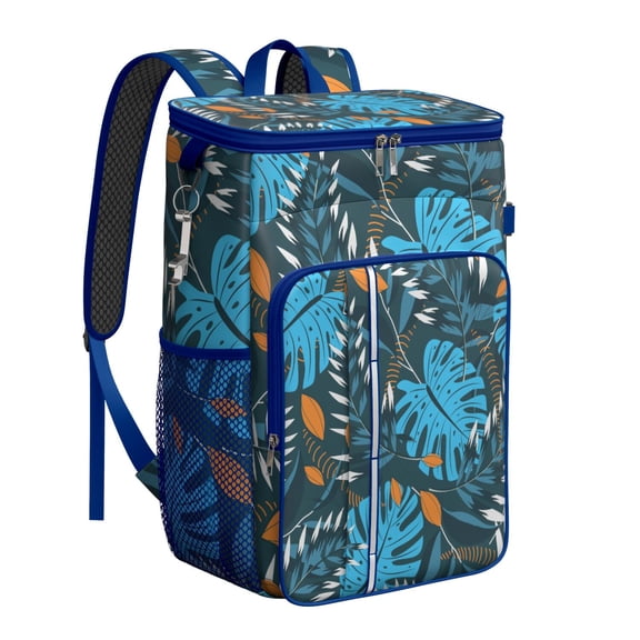 Botanical Leafy Soft Cooler Backpack - 20L High-Capacity, Padded Straps for Camping, Hiking, Beach