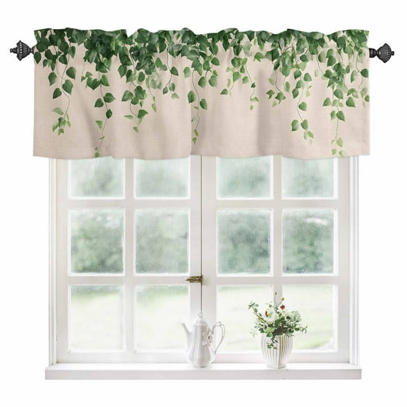 Botanical Leaves Kitchen Valances for Windows 42x12 Inch Kitchen Curtains Valances Rod Pocket Spring Pastoral Summer Garden Plants Bathroom Window Valances for Window Treatment Decor